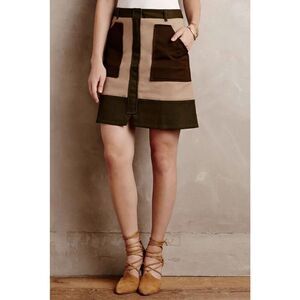 NEW Holding Horses By Anthropologie Womens 2 Color Block Utility Miniskirt